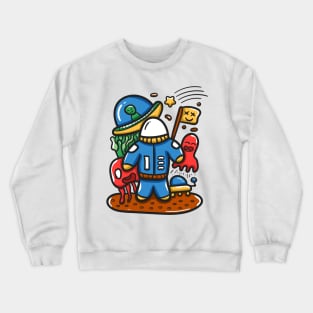 Alien Monster and Spaceman Crewneck Sweatshirt